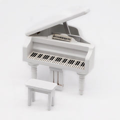1:12 Mini House Toy Simulation Grand Piano Decoration, White, black