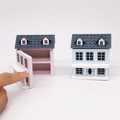 Dollhouse 1:12 Mini House Cute Pocket Villa, Pink, Blue