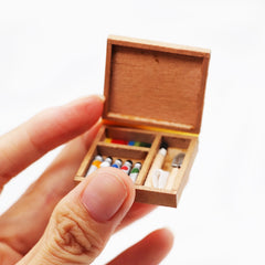 Dollhouse Furniture Accessories Pocket Watercolor Box Simulation Painting Pox, Painting Pox