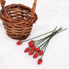 10 PCS 1:12 Mini House Toy Simulation Rose Bone for Garden Living Room, Rose Bone