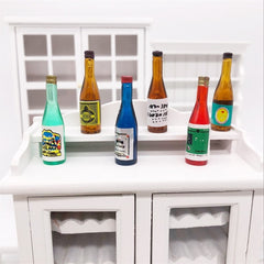 18 PCS / 3 Pack  1:12 Mini Dollhouse Pocket Simulation Fruit Wine Drink Bottle Ornaments Model, Wine Drink Bottle