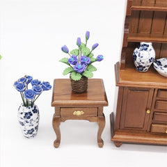 1:12 Mini House Toy Simulation Purple Rose Flowers Model Toy, Purple Rose Flowers