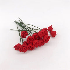 10 PCS 1:12 Mini Doll House Garden Bedroom Scene Decoration Roses, Dark Red