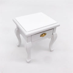 1:12 Mini Doll House Decoration Coffee Table Bedside Table, White, Walnut Color