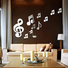 3D Musical Notes Acrylic Mirrors Wall Sticker Home Decor Living Room Wall Decoration Art DIY Wall Stickers
