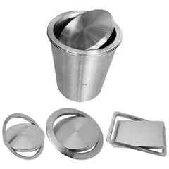 Embedded Type Stainless Steel Swing Cover Flip Kitchen Countertop Trash Can Lid  Cap, Round Drawing 20cm Diameter, Round  Mirror 24.5cm Diameter, Square 16.2x22.7cm