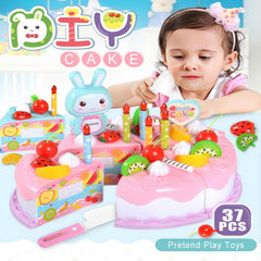 Kitchen Toys Cake Food DIY Pretend Play Fruit Cutting Birthday Toys for Children  Kids Gift