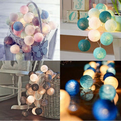 3M 20 Leds Cotton Ball Light String Holiday Wedding Christmas Party Bedroom Fairy Lights Outdoor LED Light Garland Decoration, EU Plug