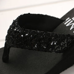 Sequin Slippers Wedge ith Flip Flops, 36, 37