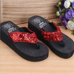 Sequin Slippers Wedge ith Flip Flops, 36, 37