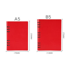Business Notepad Loose Leaf Replaceable Inner Notebook Thickened Diary Book, A5 Black, A5 Red
