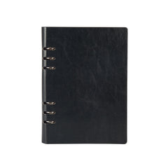 Business Notepad Loose Leaf Replaceable Inner Notebook Thickened Diary Book, A5 Black, A5 Red