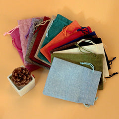 50 PCS Multi size Linen Jute Drawstring Gift Bags Sacks Wedding Birthday Party Favors Drawstring Gift Bags, 15x20cm