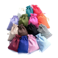 50 PCS Multi size Linen Jute Drawstring Gift Bags Sacks Wedding Birthday Party Favors Drawstring Gift Bags, 15x20cm