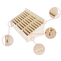 2 PCS Wooden Conference Classroom Mobile Phone Organizer Desktop Storage Box, White Oak 24 Grid