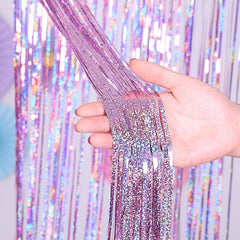 Laser Rain Tinsel Foil Curtain Birthday Party Decoration Tassel Wall,, 1x2m, 1x2.5m, 1x3m