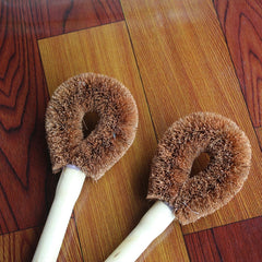 10 PCS Natural Coconut Palm Non-stick Oil Long Handle Pot Brush Cleaning Brush Kitchen Cleaning Tool, Coconut Palm Brush