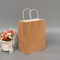 10 PCS Elegant Kraft Paper Bag With Handles for Wedding/Birthday Party/Jewelry/Clothes, 12x15x6cm, 26x33x12cm, 32x25x11cm