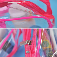 Portable Travel Zip Look PVC Bags Waterproof Transparent Makeup Storage Bag, S, M, L, 3Pcs Set