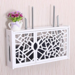 Wifi Router Box PVC Wall-mounted Shelf Hanging Board Bracket Storage Box, 41x23x8.5cm