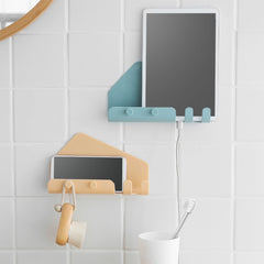 Wall Mounted 4 Hooks Mobile Phone Holder Hook Hanging Cellphone Tablet Charging Stand Bracket