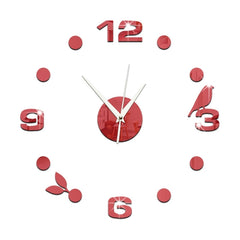 Art Wall Clock Background Wall Stickers TV Wall Stickers 3D Bird Leaves Wall Clock Home Accessories
