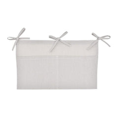 Linen Crib Organizer Hanging Bag 2-Pocket Multi-Functional Storage for Diapers, Burp Cloths & Teething Toys