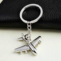 2 PCS Creative Stereo Plane Metal Keychain Bag Pendant Souvenir, Silver Small Plane