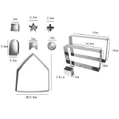 10 in 1 3D Stainless Steel Biscuit Mold Christmas Gingerbread House Baking Tools, Gingerbread Mold(10 in 1)