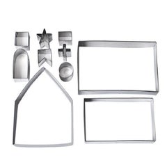 10 in 1 3D Stainless Steel Biscuit Mold Christmas Gingerbread House Baking Tools, Gingerbread Mold(10 in 1)