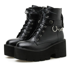 Platform - Soled Martin Boots Side Zipper Handsome Ankle Boots, 35, 36, 37, 38, 39