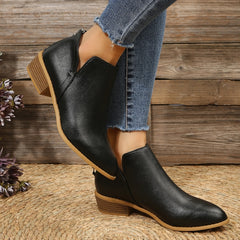 Autumn And Winter Pointed Low-Heeled Boots Women Low Tube Boots, 36, 37, 38, 39