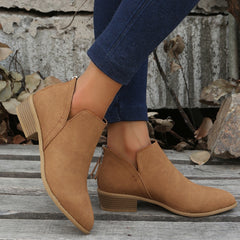 Autumn And Winter Pointed Low-Heeled Boots Women Low Tube Boots, 40, 41, 42, 43