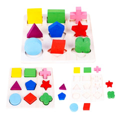 Children Educational Toys Early Education Geometric Shapes Wooden Toys, Color