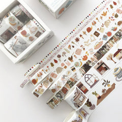 8 Roll / Box Paper Tape Basic Handbook Material Set Small Fresh Girl DIY Decorative Tape Antique Hand Account Sticker, (Life, Green, Blue Rhythm, Dream Love, Fruity Time, Dreamland