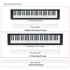 Children Beginner Piano Keyboard Color Stickers Musical Instrument Accessories, Imitation Piano Keys 61 Keys, Piano Keys 61 keys