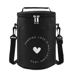 Round Lunch Bag Insulated Lunch Box Foldable & Portable Lunch Tote, L, M