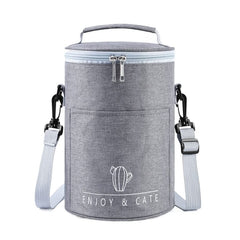 Round Lunch Bag Insulated Lunch Box Foldable & Portable Lunch Tote, L, M