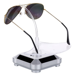 Solar 360 Degree Rotating Turntable Colorful Lights Glasses Display Stand