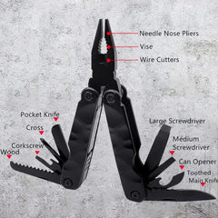 15 in 1 Outdoor Camping Survival Tool Foldable Multifunctional Pocket Plier, 11 in 1