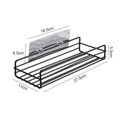 Wrought Iron Bathroom Shelf Wall Mounted Free Punch Toilet Rack, Square (Black), Square (White)