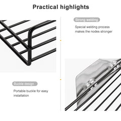 Wrought Iron Bathroom Shelf Wall Mounted Free Punch Toilet Rack, Square (Black), Square (White)