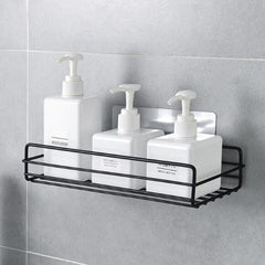 Wrought Iron Bathroom Shelf Wall Mounted Free Punch Toilet Rack, Square (Black), Square (White)