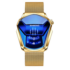 BINBOND Locomotive Concept Watch Men Live Black Technology Watch, Black Net Belt Black Steel White Face, White Net Belt White Steel Blue Face, White Net Belt White Steel White Face, Gold Net Belt Full Gold Blue Face, Gold Net Belt Full Gold Gold Face  ...