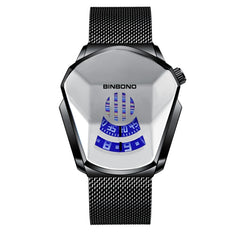 BINBOND Locomotive Concept Watch Men Live Black Technology Watch, Black Net Belt Black Steel White Face, White Net Belt White Steel Blue Face, White Net Belt White Steel White Face, Gold Net Belt Full Gold Blue Face, Gold Net Belt Full Gold Gold Face  ...