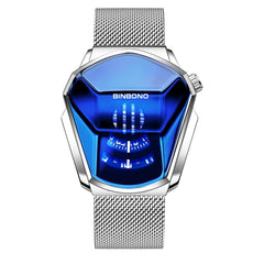 BINBOND Locomotive Concept Watch Men Live Black Technology Watch, Black Net Belt Black Steel White Face, White Net Belt White Steel Blue Face, White Net Belt White Steel White Face, Gold Net Belt Full Gold Blue Face, Gold Net Belt Full Gold Gold Face  ...