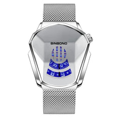 BINBOND Locomotive Concept Watch Men Live Black Technology Watch, Black Net Belt Black Steel White Face, White Net Belt White Steel Blue Face, White Net Belt White Steel White Face, Gold Net Belt Full Gold Blue Face, Gold Net Belt Full Gold Gold Face  ...