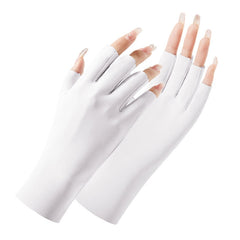 Ladies Sunscreen Gloves Half Finger Ice Silk Gloves,Style:, Cent Finger, Linked Finger