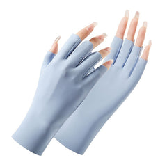 Ladies Sunscreen Gloves Half Finger Ice Silk Gloves,Style:, Cent Finger, Linked Finger