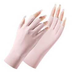 Ladies Sunscreen Gloves Half Finger Ice Silk Gloves,Style:, Cent Finger, Linked Finger